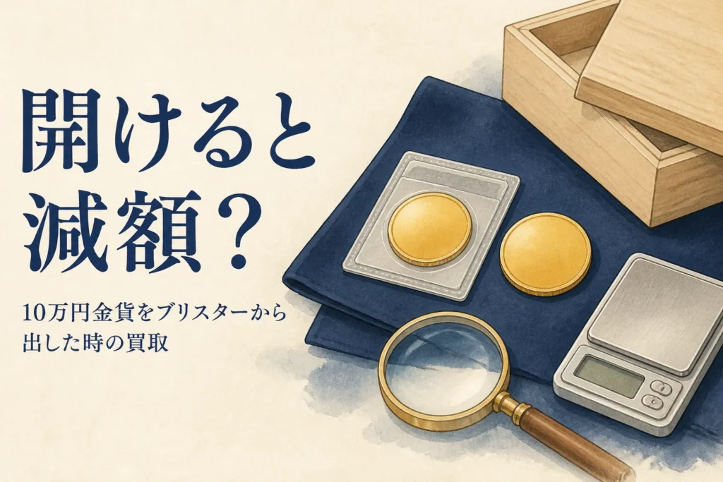 ブリスターパック入りの金貨と取り出した金貨のイメージ