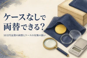 ケースから出した10万円金貨と空のケースのイメージ