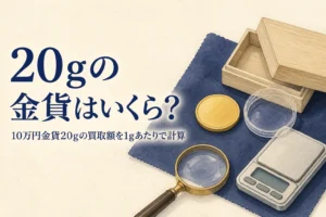 10万円金貨20gの買取額を計算するイメージ