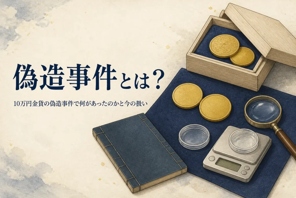 10万円金貨の偽造事件を振り返るイメージ