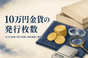 10万円金貨の発行枚数を確かめるイメージ
