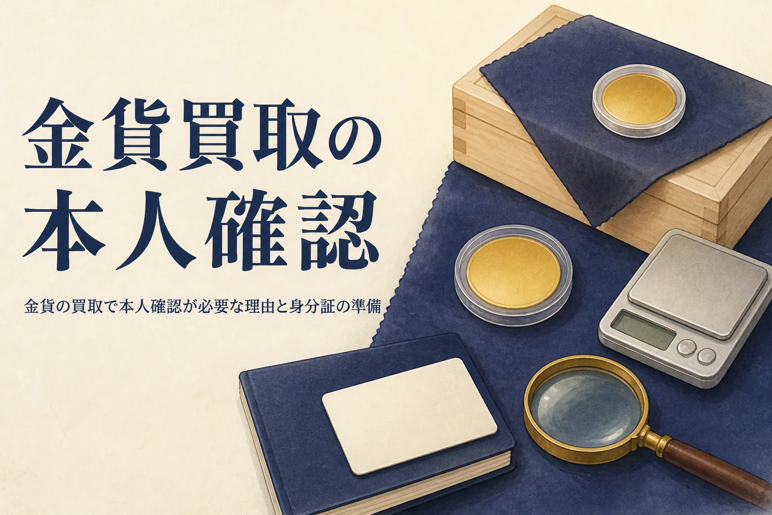 金貨の買取で本人確認の準備をするイメージ