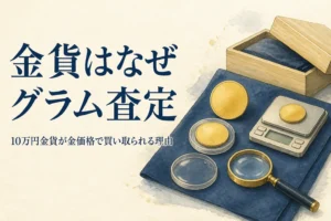 10万円金貨が金価格と重さで査定される理由のイメージ
