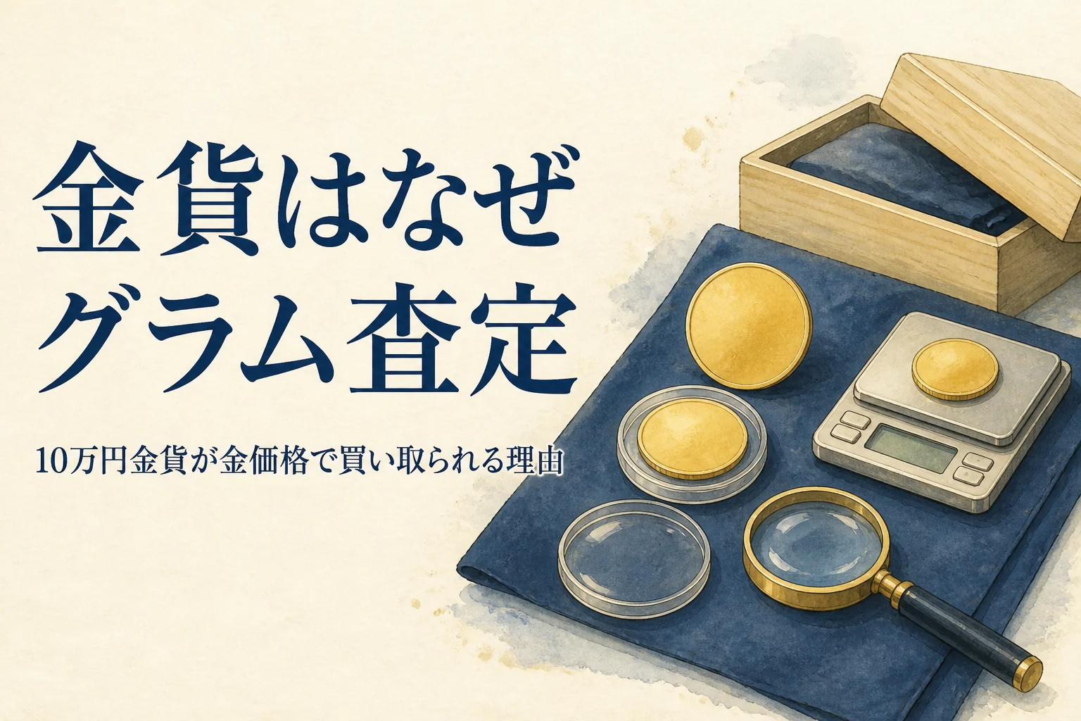 10万円金貨が金価格と重さで査定される理由のイメージ