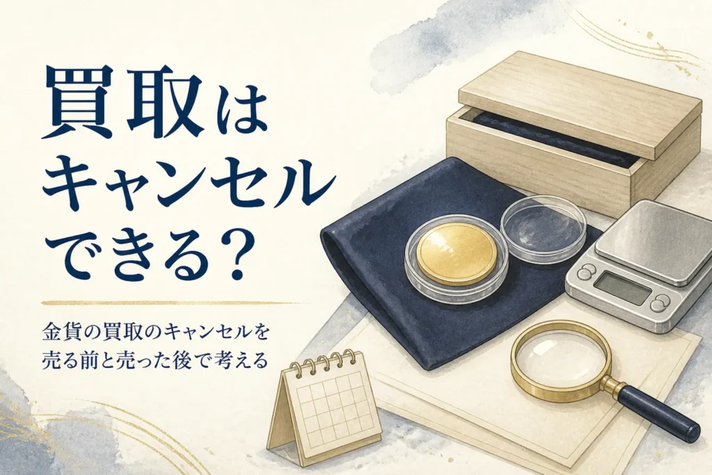 金貨の買取をキャンセルできるか考えるイメージ