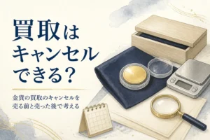 金貨の買取をキャンセルできるか考えるイメージ