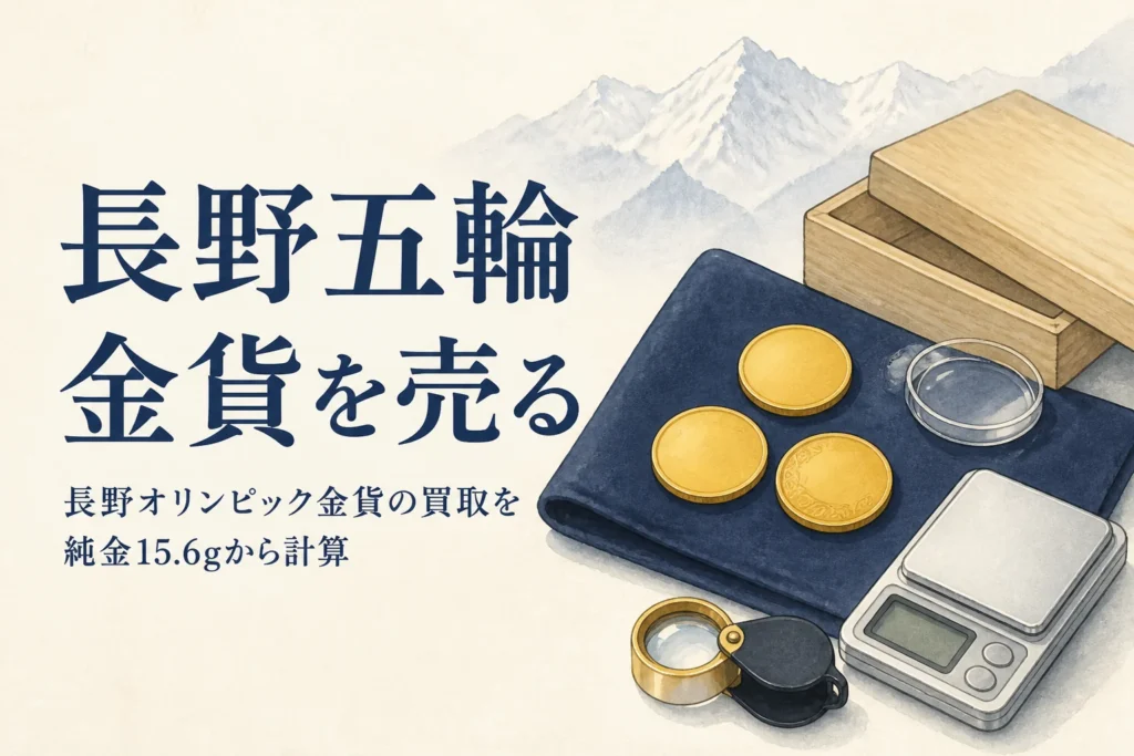 長野オリンピック金貨の買取価格を計算するイメージ