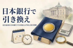 記念金貨を日本銀行で引き換える予約のイメージ