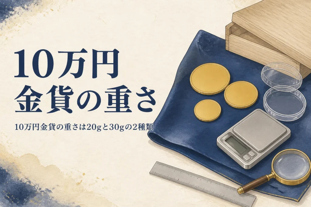 10万円金貨の重さを確かめるイメージ