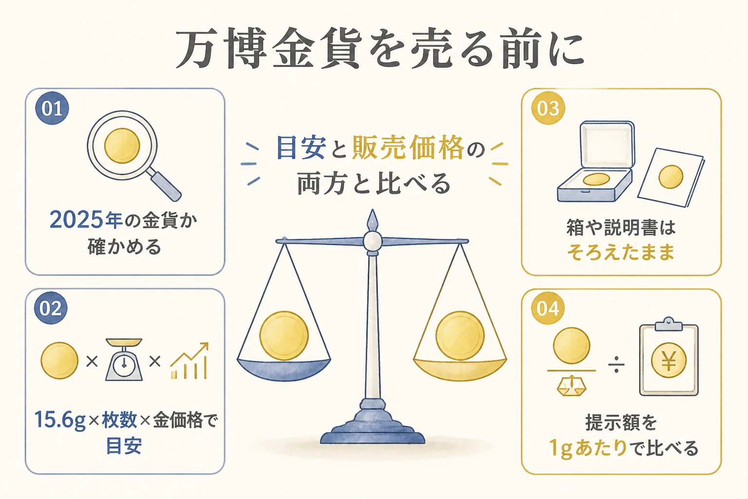 大阪万博の金貨を売る前の手順をまとめた図解