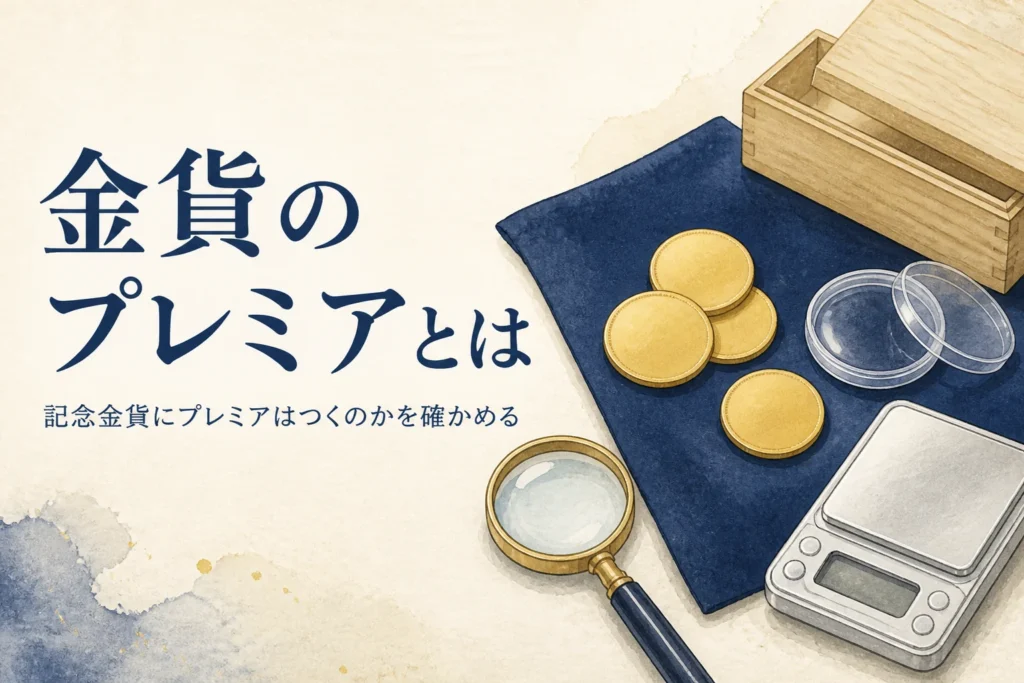記念金貨のプレミアを確かめるイメージ