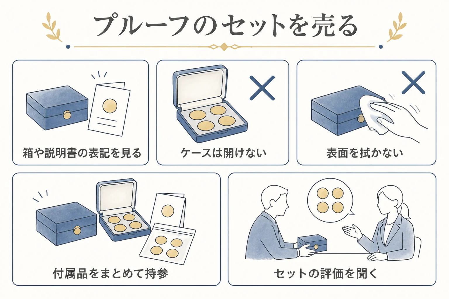 プルーフのセットをそのまま査定に出す流れの図解
