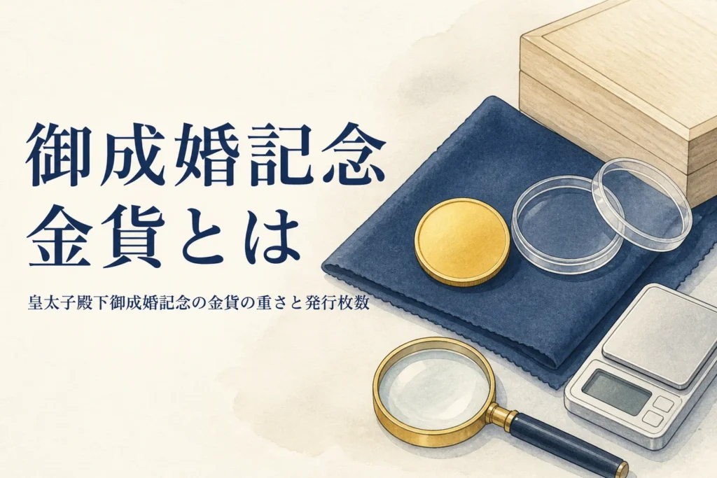 皇太子殿下御成婚記念の金貨の基本を確かめるイメージ