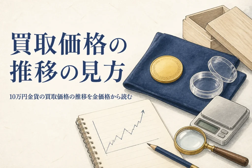 10万円金貨の買取価格の推移を金価格の動きから読むイメージ