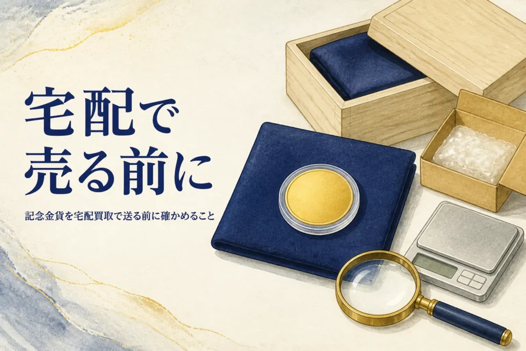 記念金貨を宅配買取で送る準備のイメージ