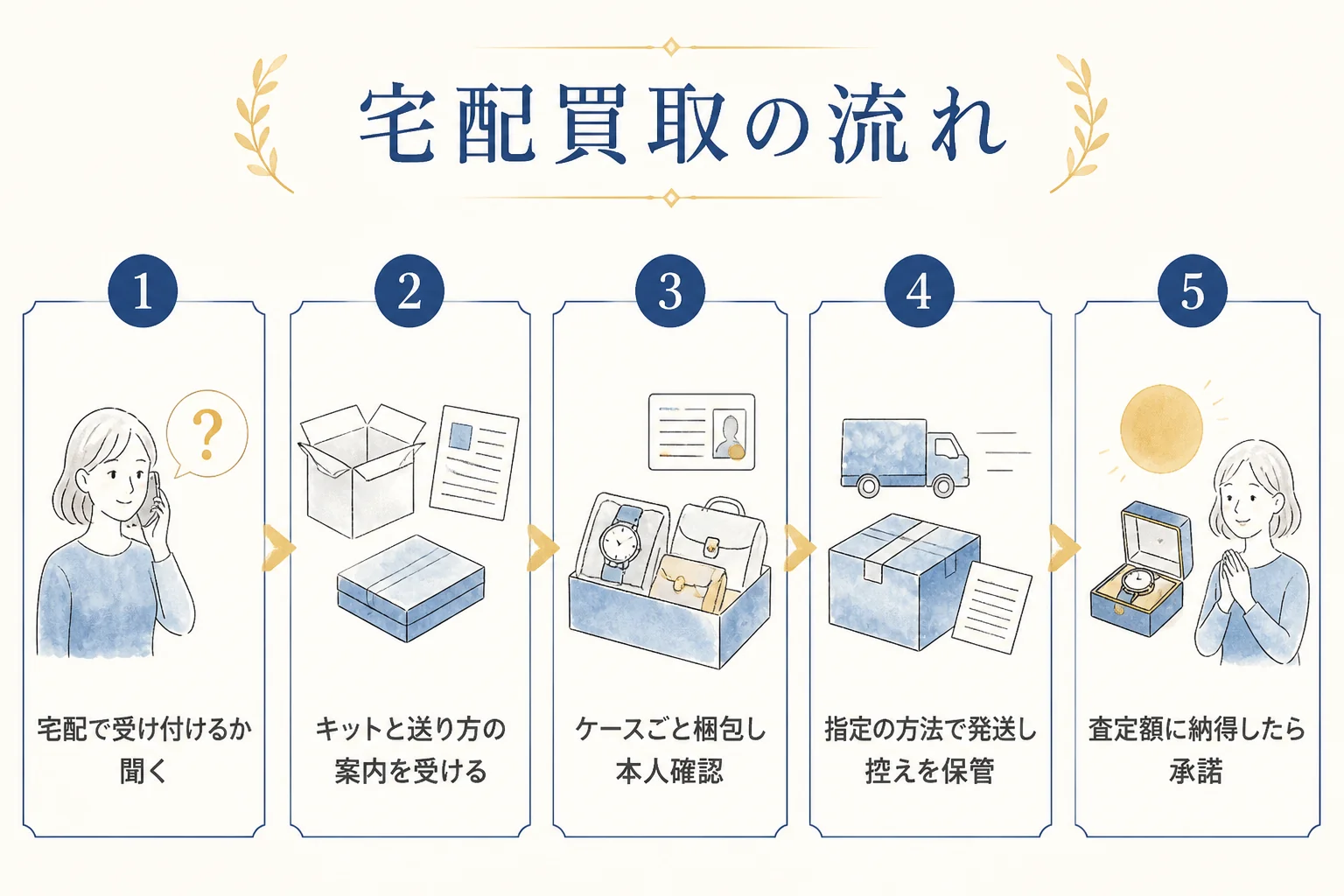 記念金貨を宅配買取で売る時の申し込みから入金までの流れの図解