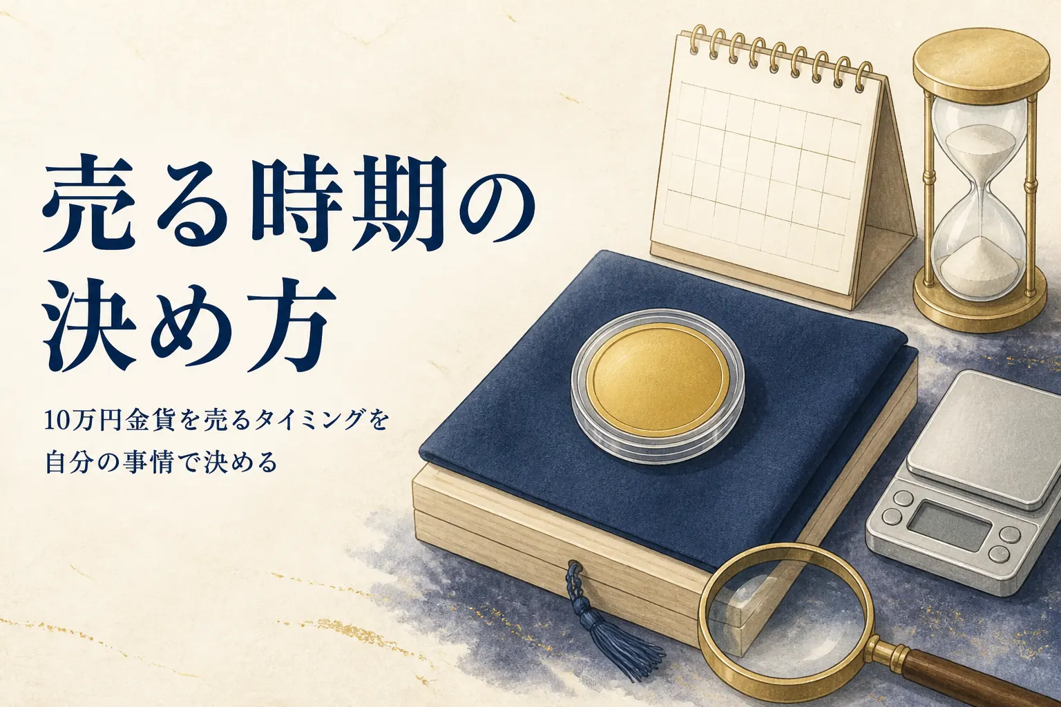 10万円金貨を売るタイミングを考えるイメージ