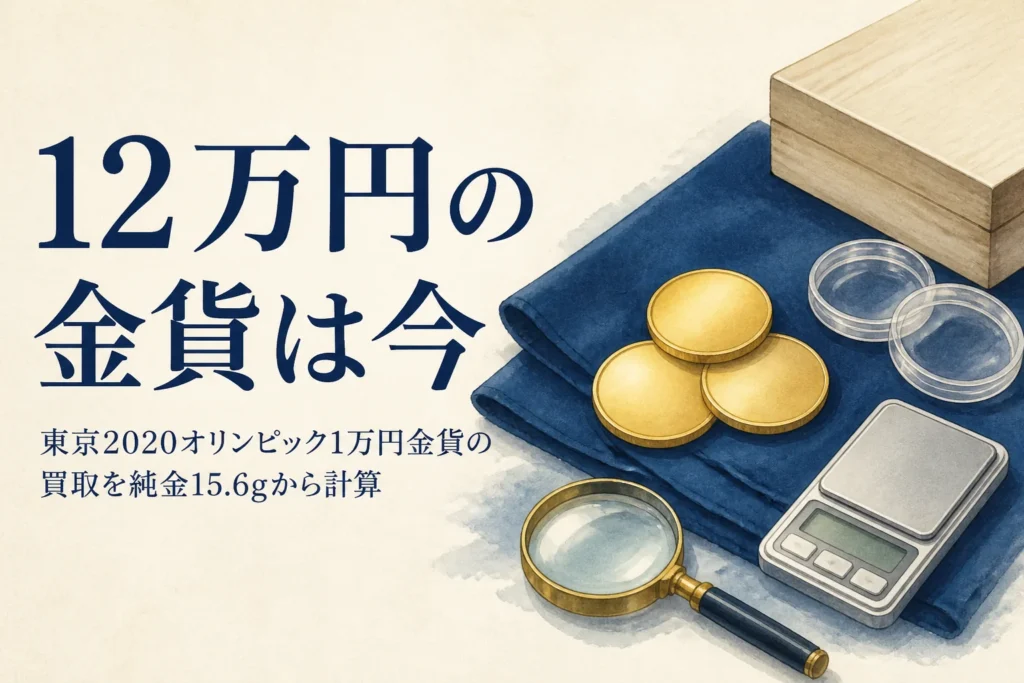 東京2020オリンピック1万円金貨の買取価格を計算するイメージ