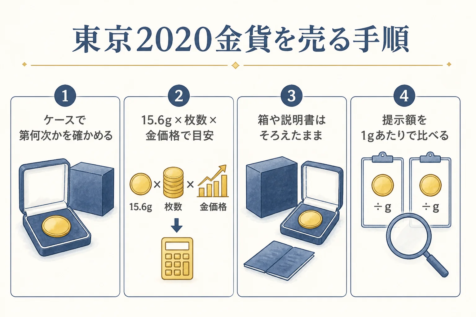 東京2020オリンピック1万円金貨を売る手順をまとめた図解