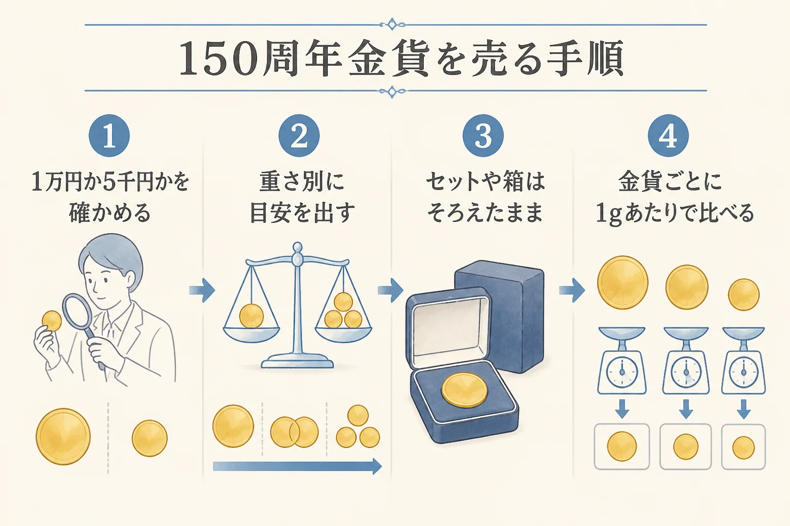 150周年記念金貨を売る手順をまとめた図解