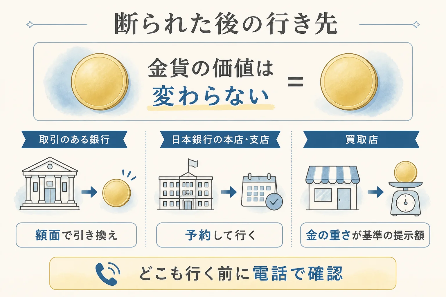郵便局で断られた後の行き先を示した図解