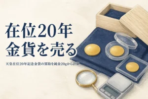 天皇在位20年記念金貨の買取を計算するイメージ