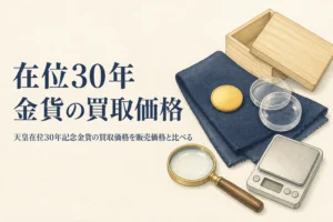 天皇在位30年記念金貨の買取価格を計算するイメージ