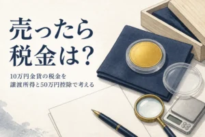 10万円金貨を売った時の税金を考えるイメージ